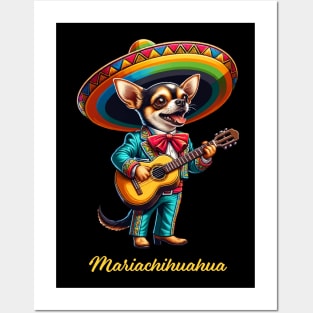 Mariachihuahua Funny Mariachi Chihuahua Traditional Guitar player Sombrero Posters and Art